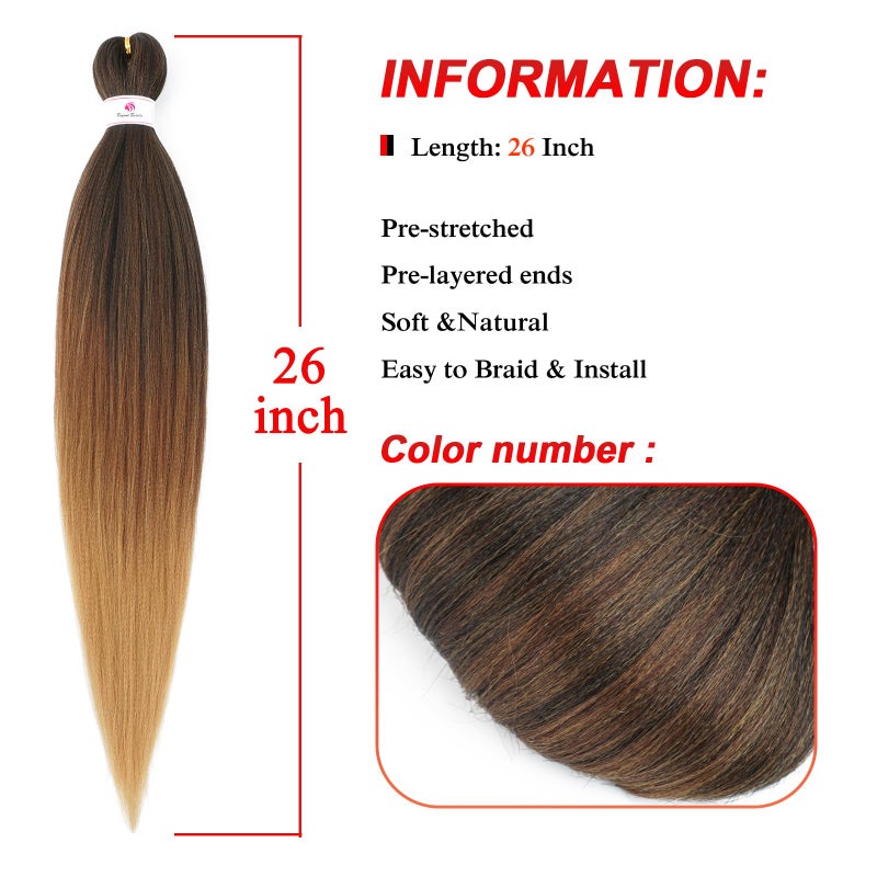 Beyond Beauty Pre-stretched Braids Hair Professional Itch Free Hot Water Setting Synthetic Fiber Ombre Yaki Texture Braid Hair Extensions 26 Inch 8 Packs Beyond Beauty Braiding Hair 1B-30-27â€¦ - Image 3